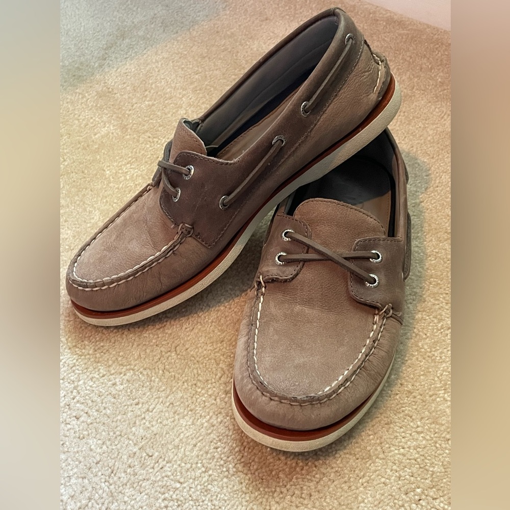 Sperry Mens Gold Cup Authentic Original Cross Lace Boat Shoe Size 10.5 Tan